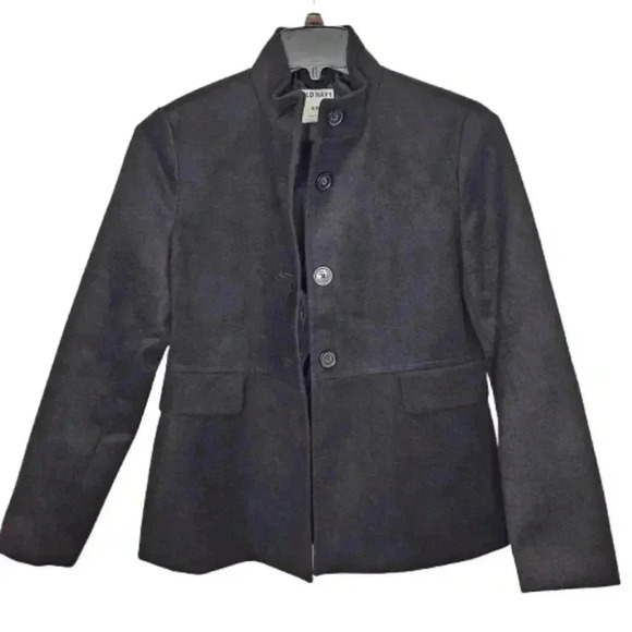 Old Navy Women's Black Soft Mock Neck Button Front Dress Jacket Size Medium - Picture 1 of 5